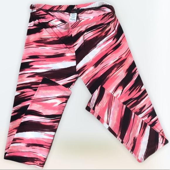 Pants - Abstract Lines Pink & Black Leggings
